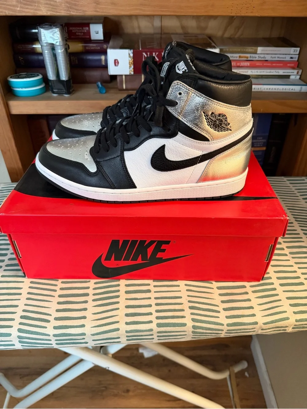 Jordan Men's High Top Sneakers - Black and Silver